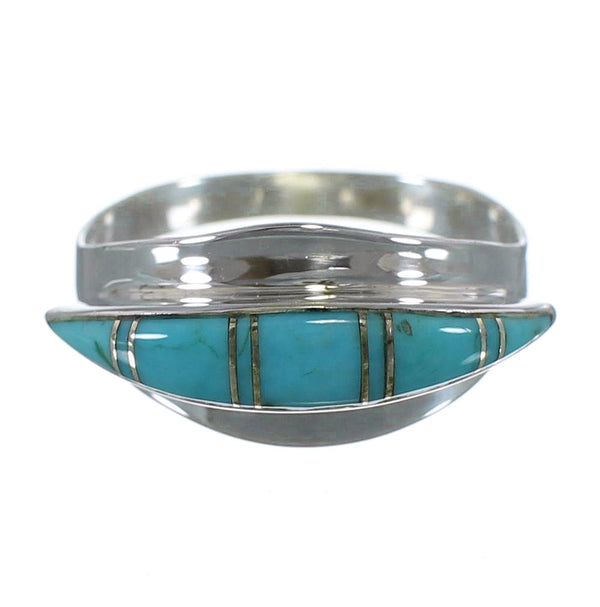 Turquoise Inlay Sterling Silver Ring Size 6-3/4 EX44997